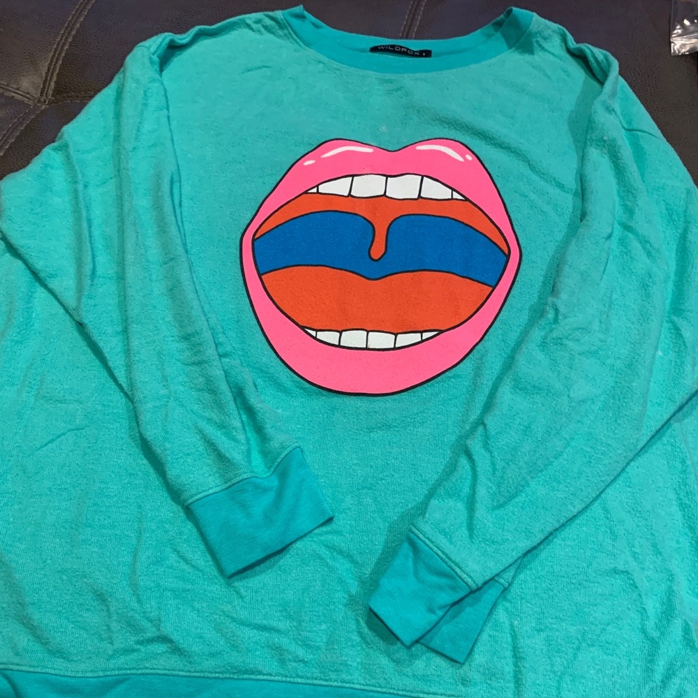 WildFox oversized sweater in teal, size small